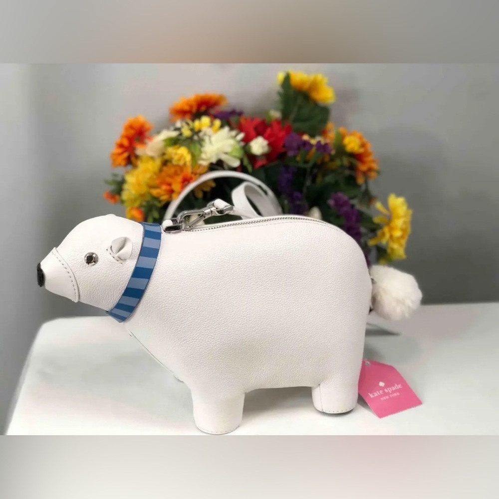 Kate Spade New York Arctic Friends Polar Bear Crossbody Leather Bag NEW!